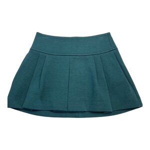 Vince Womens S Pleated Front Mini Skirt Dark Green Pockets Back Zip